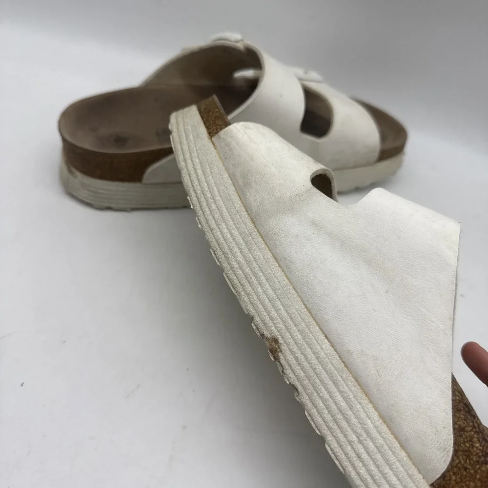Papillio by Birkenstock Platform Sandals Women EU 40 White Leather Double Buckle